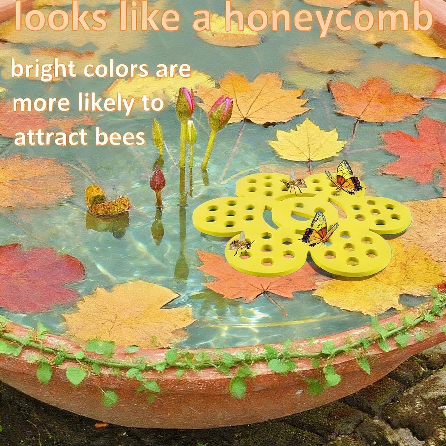 4 Pack Floating Bee Watering Station for Garden, Butterfly Feeder Bee Waterer Wildlife Baths Pollinator, Outdoor Pool & Garden Decor(Flower Face)