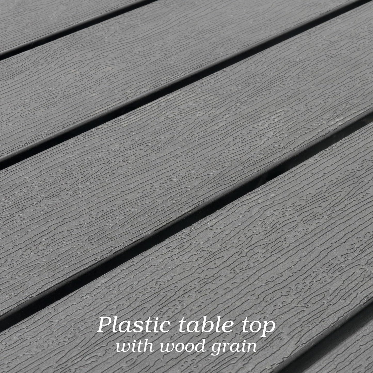 Outdoor Dining Table with 1.6" Umbrella Hole, Picnic Table Plastic Square Backyard Bistro Table Outdoor Dining Table for Garden, Poolside, Backyard, Black, 37x37inch