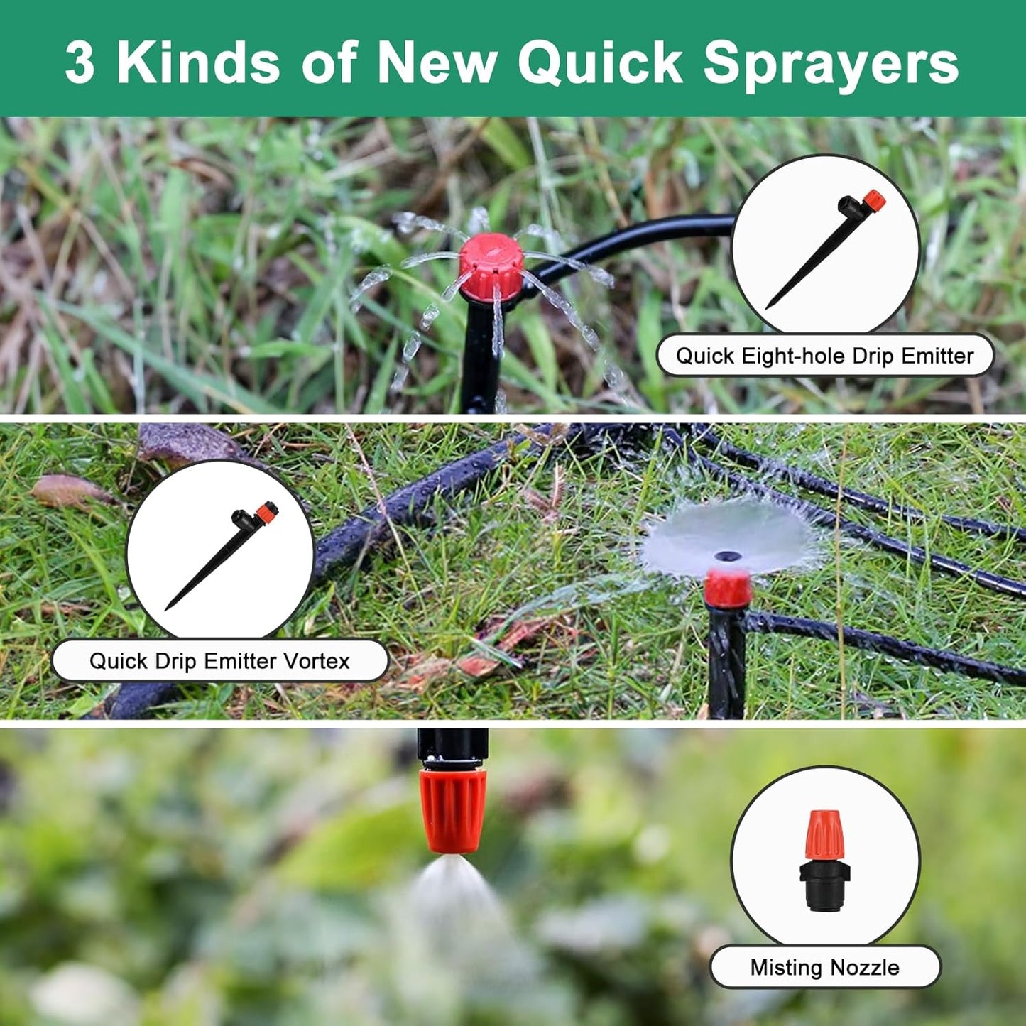 Complete 234FT Drip Irrigation System with 87 Quick Connectors - Automatic Sprinkler Kit for Lawn, Raised Bed, Greenhouse & Plant Watering. Includes 1/4'' Tubing, Drip Emitters, & Connectors