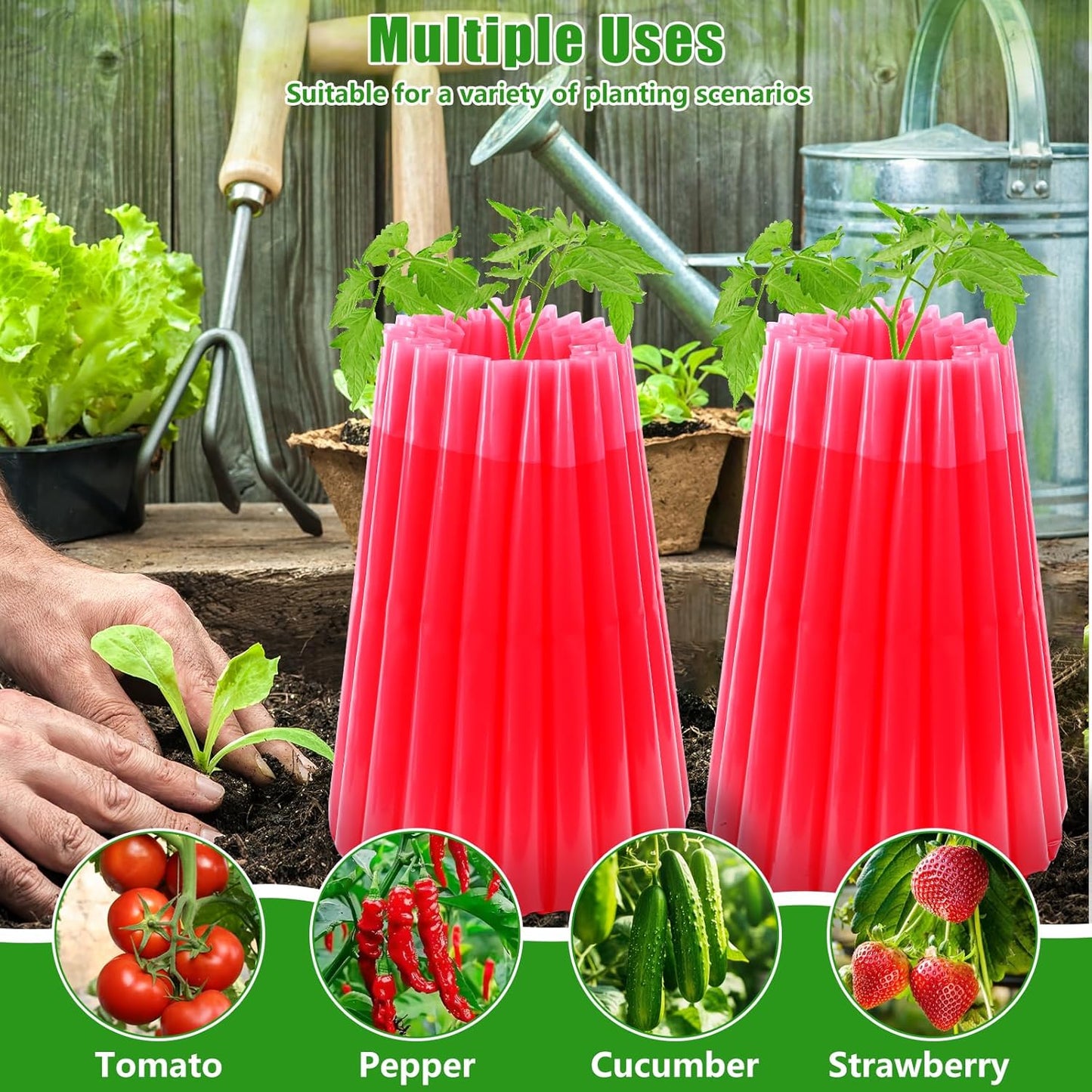 MJZ 10 Pack Walls of Water Plant Protectors, 18.3 x 18.3 Inch Reusable Wall of Water for Tomato Plants, Early Season Insulated Plant Protector Freeze Protection, Plant Covers for Winter Cold Weather