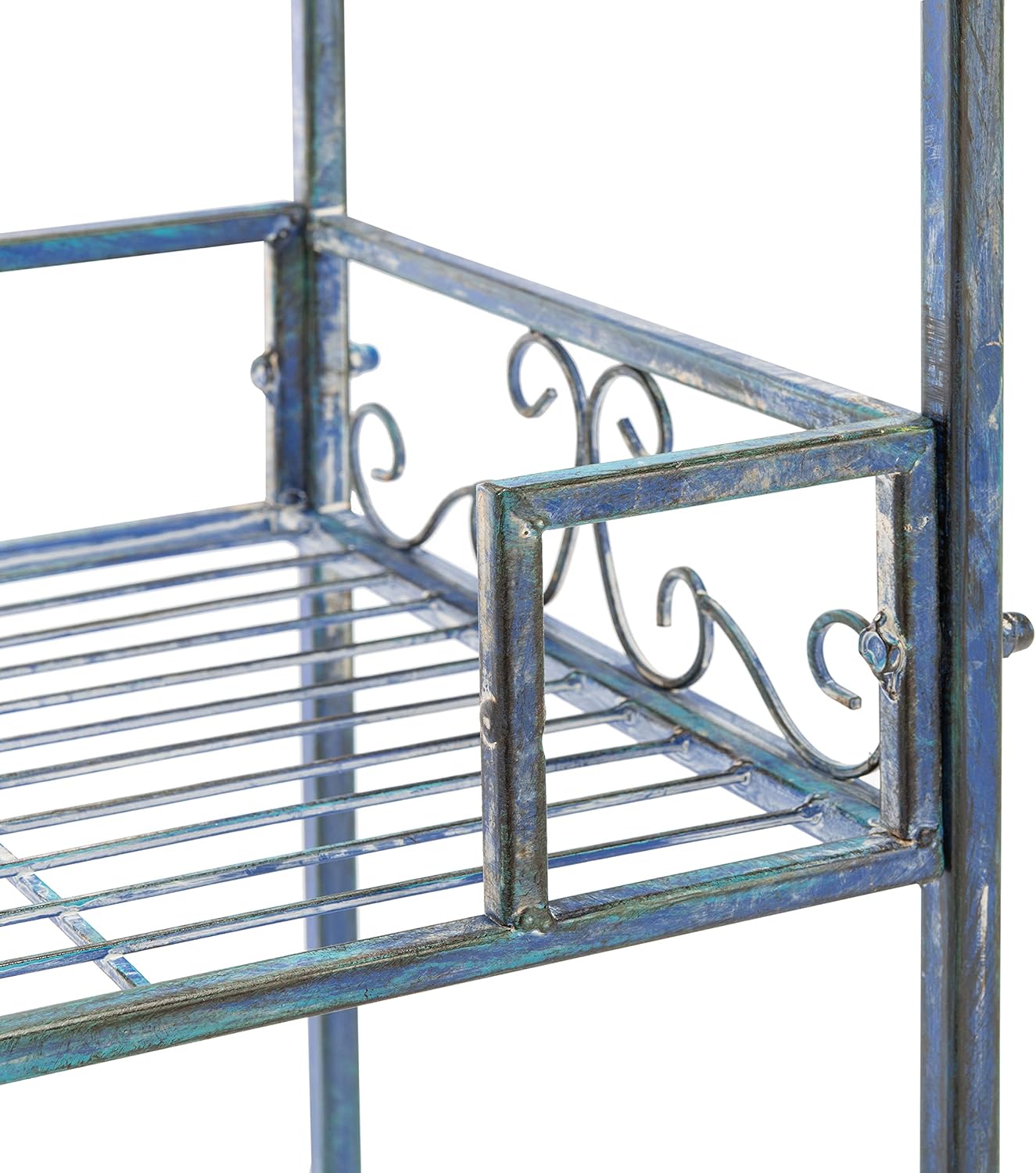 Safavieh PAT5006C-Outdoor Collection Noreen Victorian Antique 3-Tier Shelf, Mossy Blue