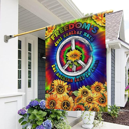 FLAGWIX Sunflower Hippie Peace Flags - Summer Flag Decorations For Home, Outside, House Flag (30 x 40) - USA House Garden Flags, Hippie Peace House Flag, Premium Polyester - Decorative Outdoor Flags