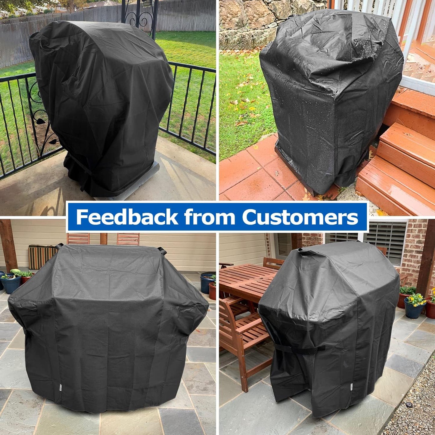 SunPatio 58 Inch Outdoor Grill Cover, Compatible for Weber Genesis II, Genesis 300 and II LX 300 Series Gas Grills, Heavy Duty Waterproof Barbecue Cover, Compared to Weber 7130, 58"W x 25"D x 44.5"H