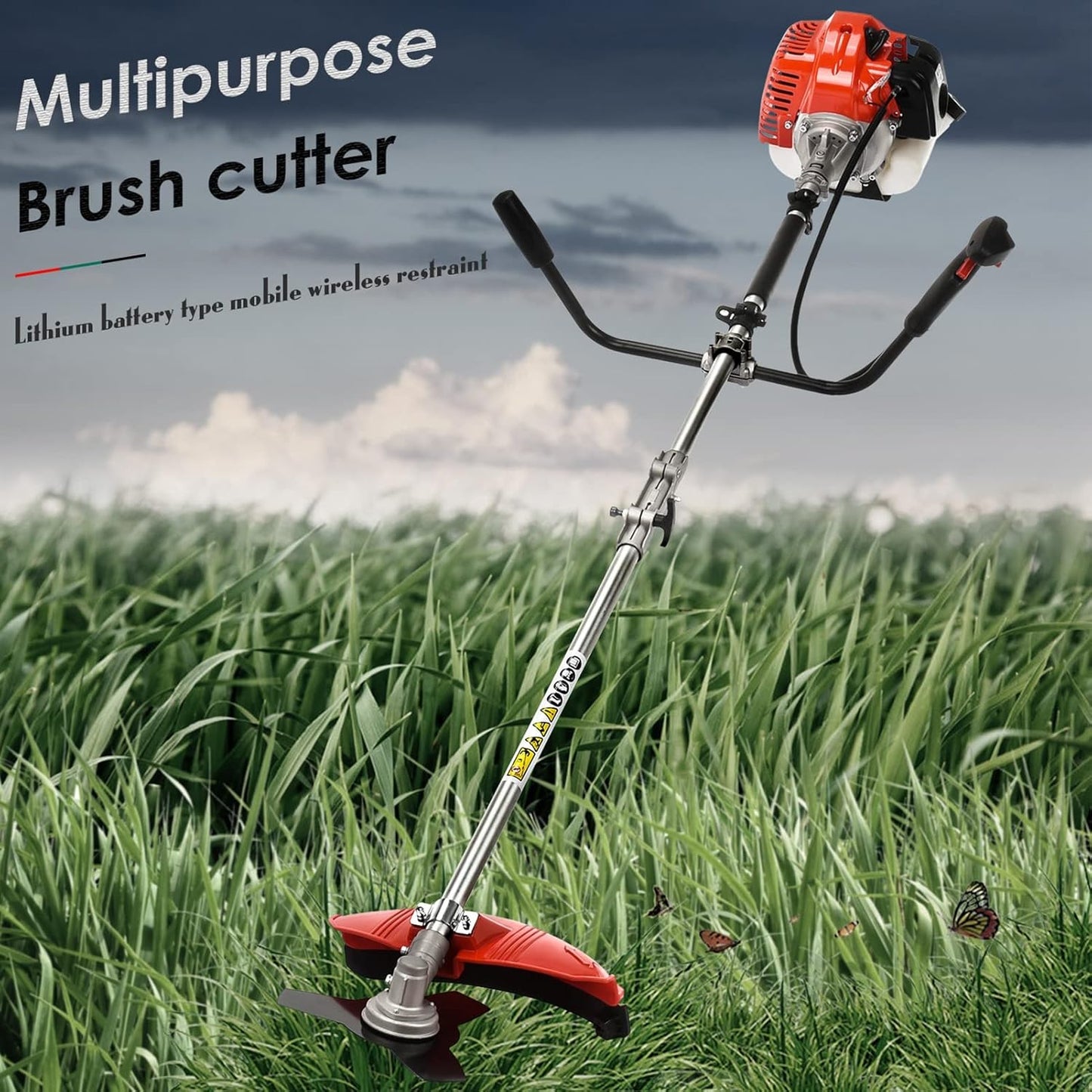 String Trimmer,52cc 2-Cycle Gas Powered Backpack Brush Cutter - 2-in-1 Multi-Function Trimmer with Pole Saw, Hedge Trimmer & Grass Blade for Professional Garden Yard Maintenance (USA Stock)