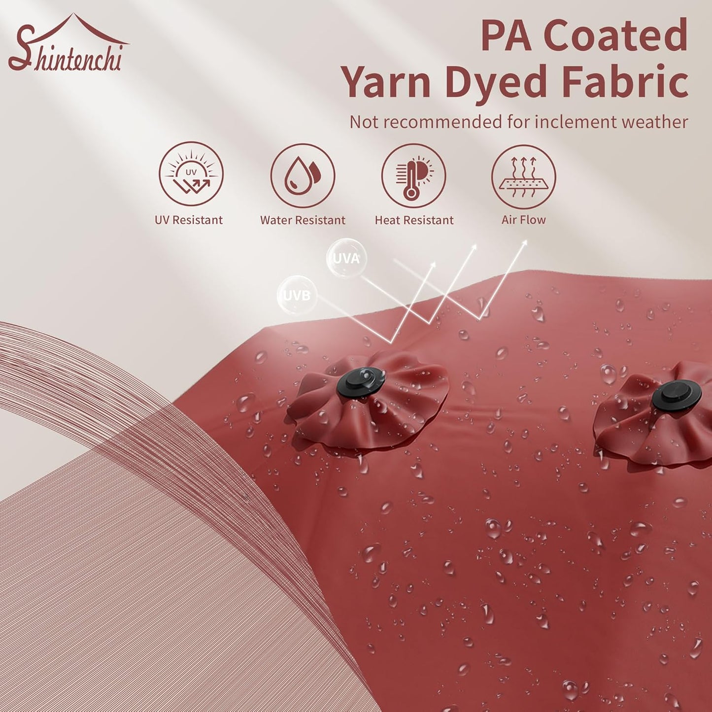 Shintenchi 16FT Large Patio Umbrella with Base, Outdoor Double-Sided Rectangular Umbrella, Market Umbrella with Crank Handle for Poolside Lawn Garden, Red