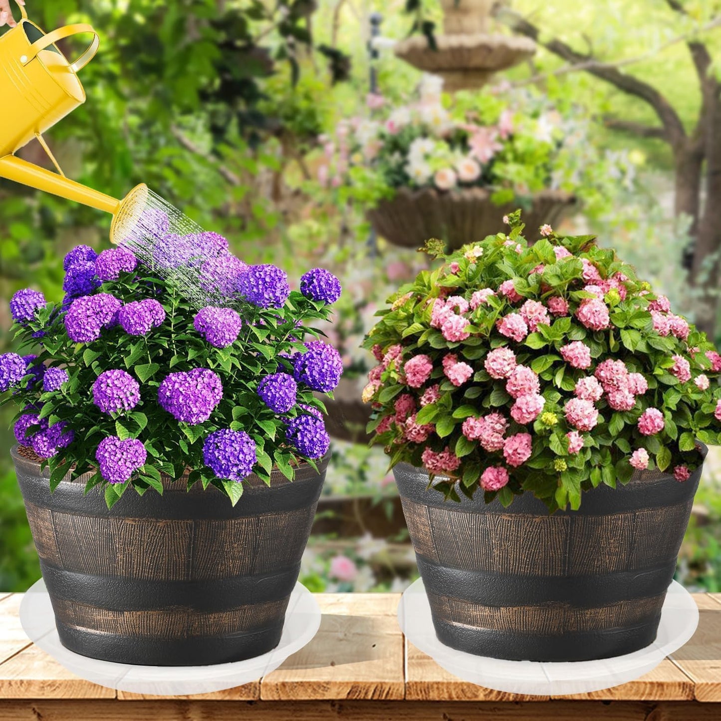 4 Pack of 16 inch Plant Saucer, Large Plant Tray, Heavy Sturdy Plant Drainage Tray for Indoors, Bird Bath Bowls, Sturdy Plastic Pot Tray for Planter (Clear)