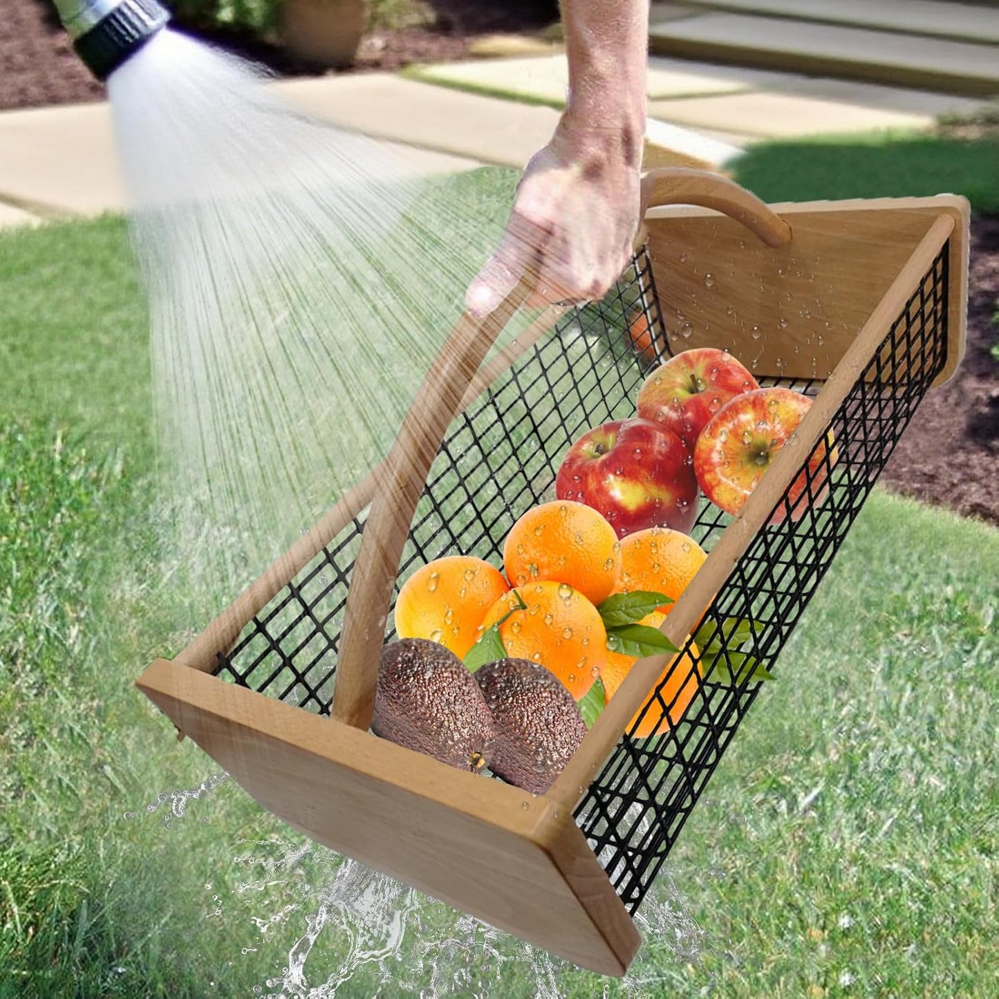 Garden Hod Harvest Basket, Durable Wooden Gardening, Supply Suitable For Kitchen, Picnic And Outdoor Picking