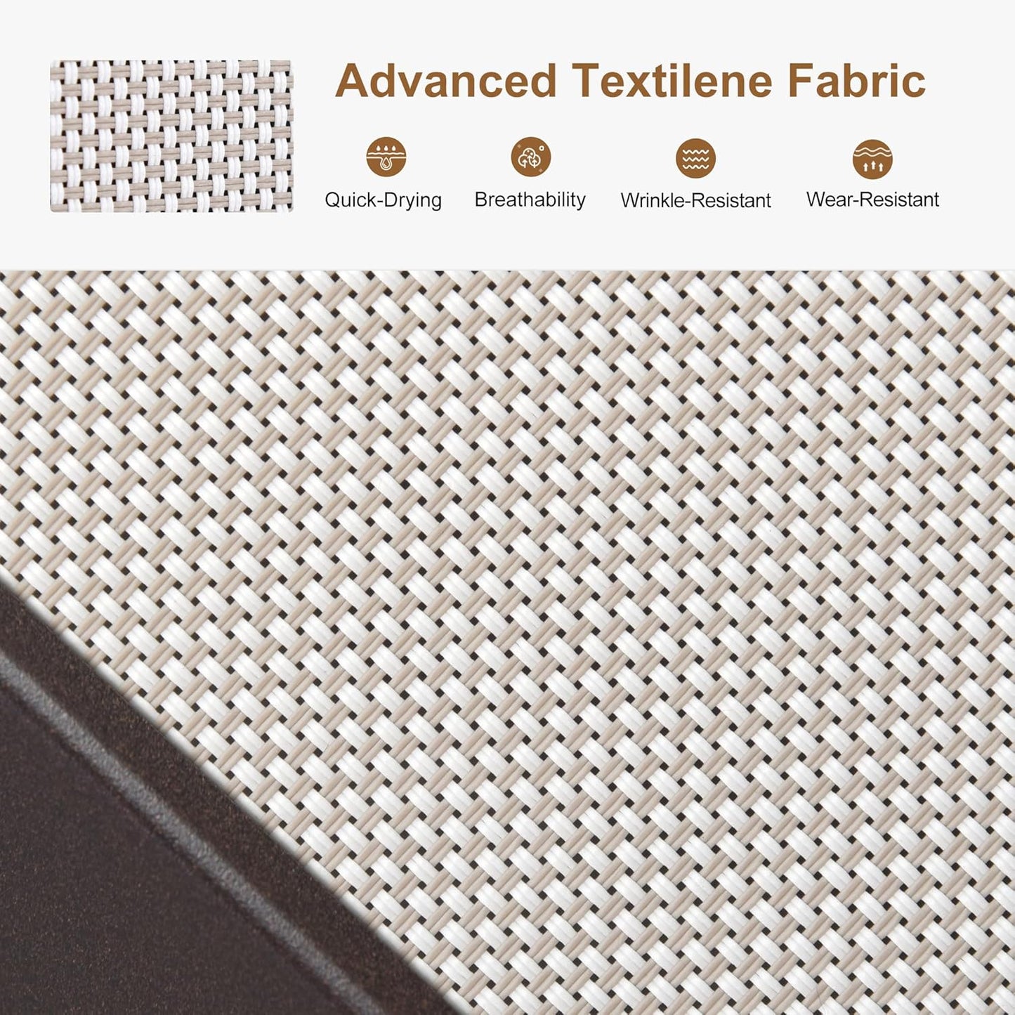 PURPLE LEAF Pool Lounge Chairs Set of 3 Aluminum Outdoor Lounge Chairs with Wheels and Armrests Adjustable Patio for Deck Outside Lawn Garden, Linen