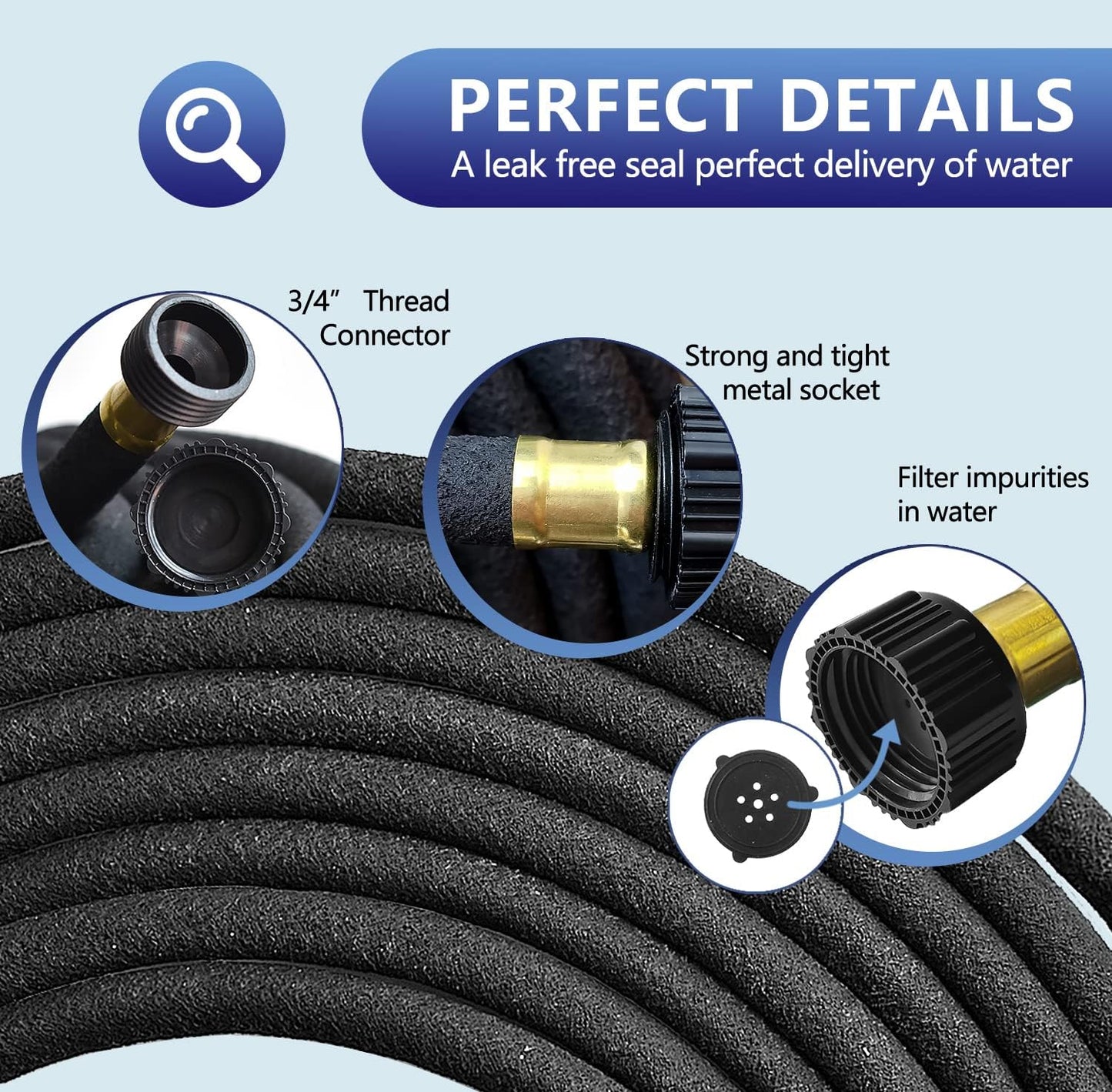 2 Pack Soaker Hose 25 FT for Garden Bed, 1/2’’ Rubber Garden Soaker Hoses 50 FT, Drip Irrigation Watering Hose for Vegetable, Tree, Lawn Yard(2 Pack 25 FT)