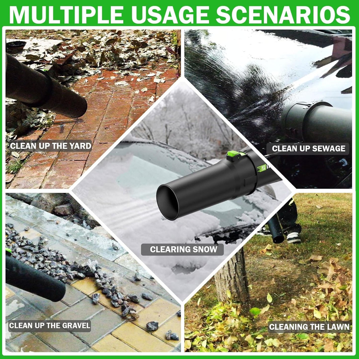 Leaf Blower Cordless,2 x 21V 6.0Ah Battery and Charger, with 680CFM 190MPH Electric Cordless Leaf Blower, 3-Variable Speed & Turbo Mode, Blowers for Lawn Care (5002)-F (Grey)