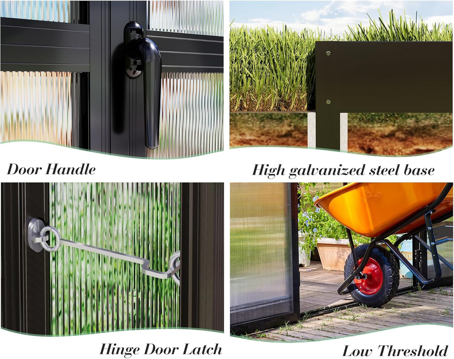 Jocisland 16x12x9.5 FT Polycarbonate Greenhouse- 6 FT Wall Height Outdoor Aluminum Greenhouses with 2 Ventilation and Rain Gutter, Double Doors with Hook, Walk-in Greenhouse for Backyard Garden