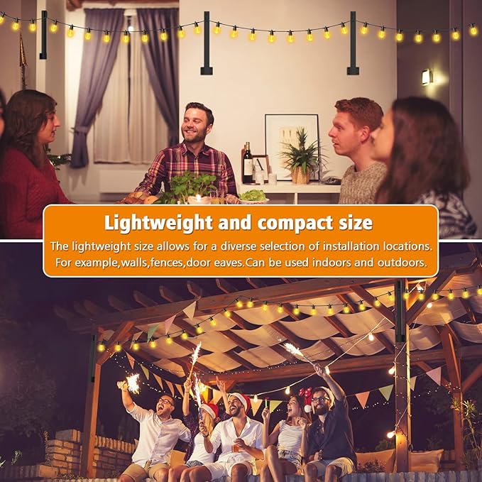 AILBTON 2.8FT 4 Pack Suspension Outdoor String Light Poles for Outside String Lights Hanging,with Clip and Holder,Light Post Mounting Stand for Patio Fence Wall Garden Backyard Deck