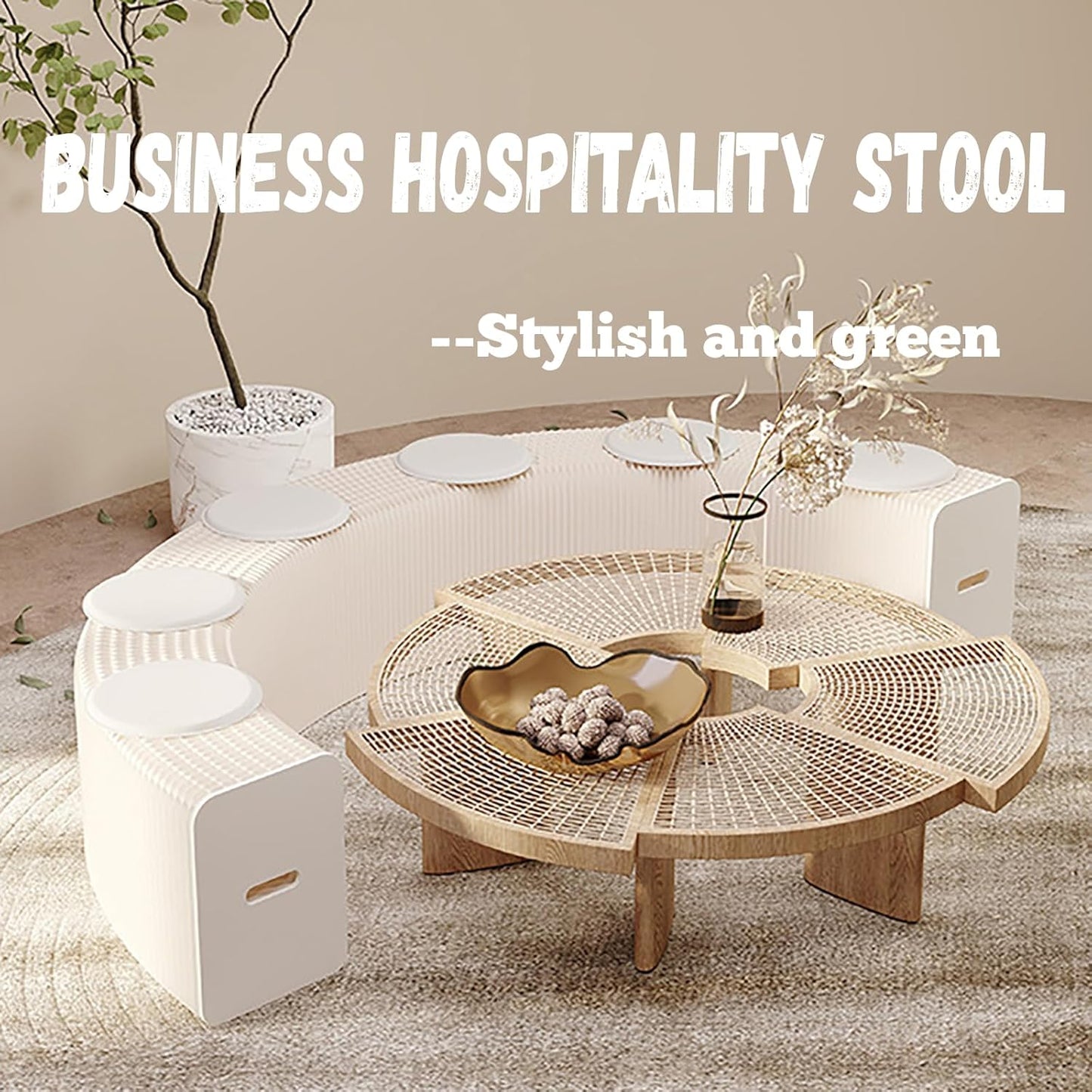 Foldable Kraft Paper Stool, Honeycomb Accordion Folding Bench, Collapsible Paper Stool for Small Spaces, Portable Footrest and Side Table for Living Room and Office,Red-44×31×600cm