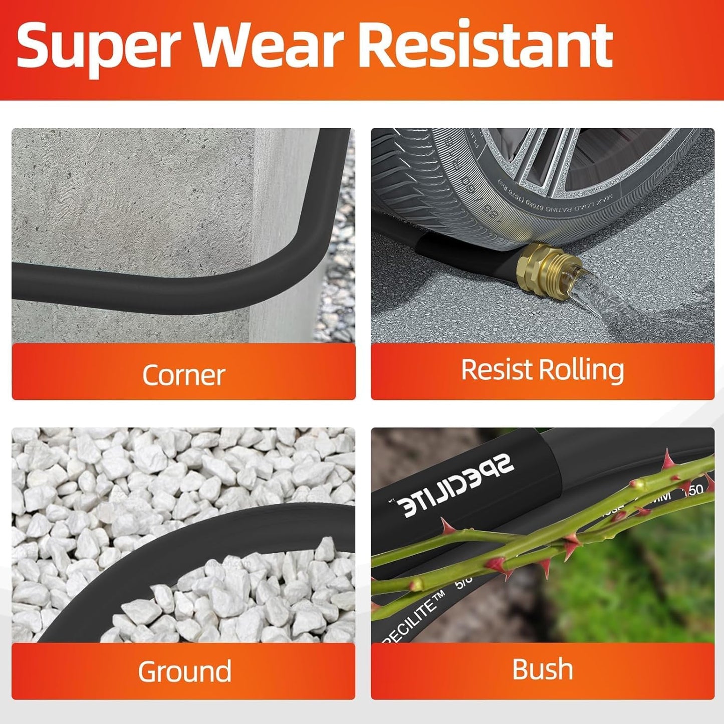 Garden Water Hose 25 ft x 3/4 in Heavy Duty, Flexible and Lightweight, Burst 600 psi, Kink-less Hybrid Rubber Pipe for Backyard, 3/4'' Brass Fittings, Black