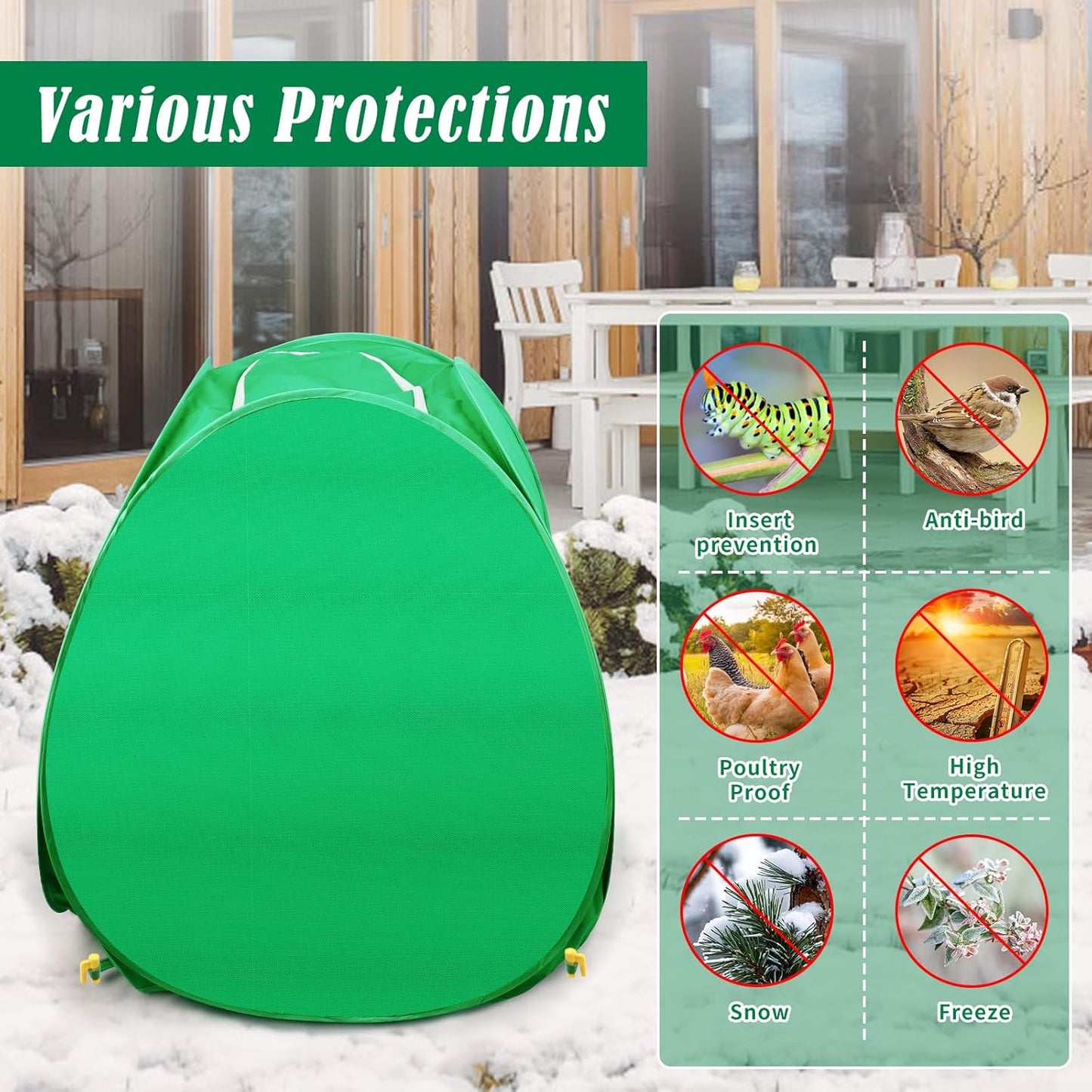 2 Pack Plant Covers Freeze Protection, Pop Up Shrub Frost Covers for Outdoor Plants Warm Plant Protectors Tent for Winter Protecting Fruit Potted Plants and Shrub from Freezing Animals Eating(22x22x23