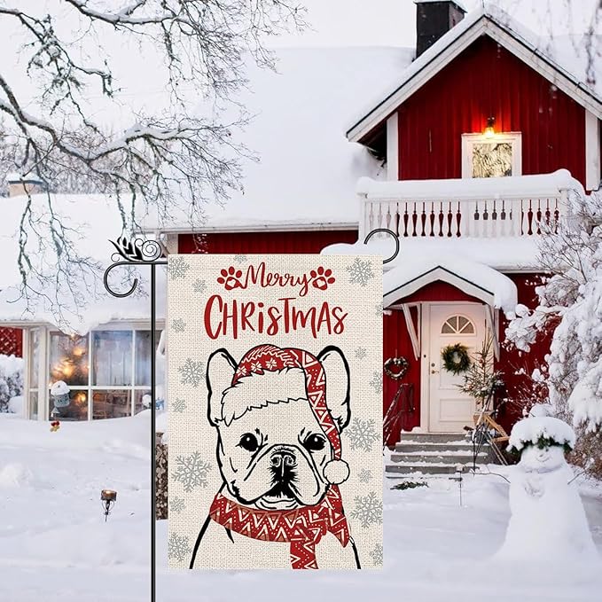 Seasonal Garden Flags French Bulldog Dog Double Sided Flags Set of 11 Holiday Farmhouse Indoor Outdoor Yard Lawn Decorations 12.5x18 Inch
