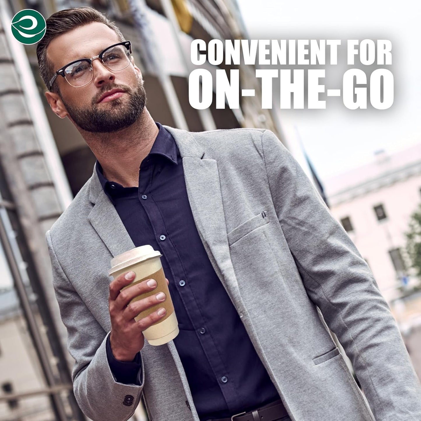 ECO SOUL 100% Compostable Coffee Cups With Lids & Sleeves - 12 Oz (100 Counts) To Go Coffee Disposable Bagasse Cups |Sturdy & Eco-Friendly Cups for Cafes, Party, Office