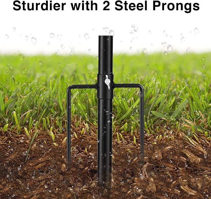 Black Flag Poles for Outside in Ground - 8FT Flag Pole for House with 2 Pronges Base - Stainless Steel Flag Pole Kit with 3x5FT American Flag for Yard Residential Commercial