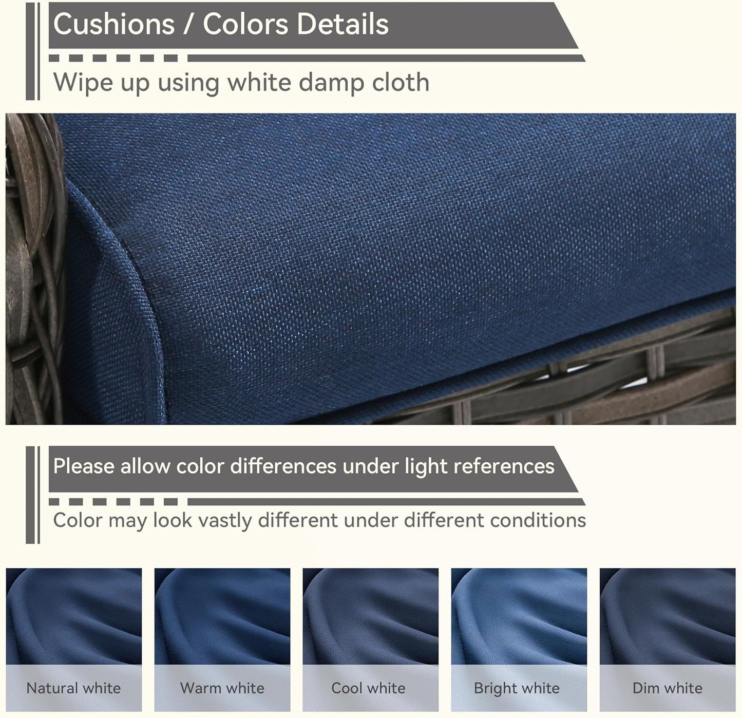 Outdoor Swivel Rocker Patio Chair - Outdoor Wicker Patio Glider Chair with Olefin Fabric Cushions Suitable for Backyard Deck and Porch, Blue