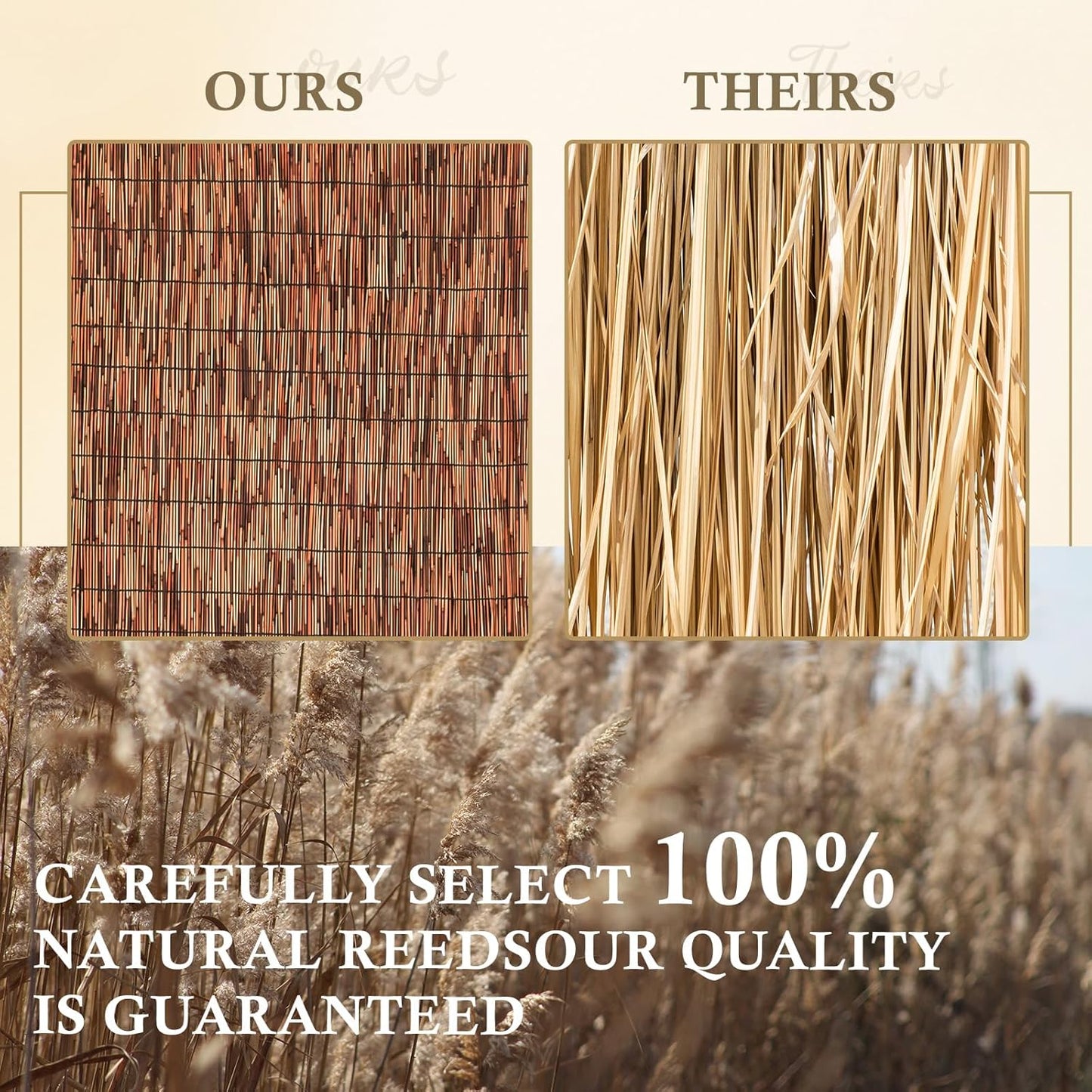 Brown 5.6FT X 16.4FT Reed Fencing Roll, Balcony Privacy Reed Shade Bamboo Fencing Garden Fence Border, Wind Block Sunshade Fence Screen for Outdoor Yard Patio Flower Bed Edge