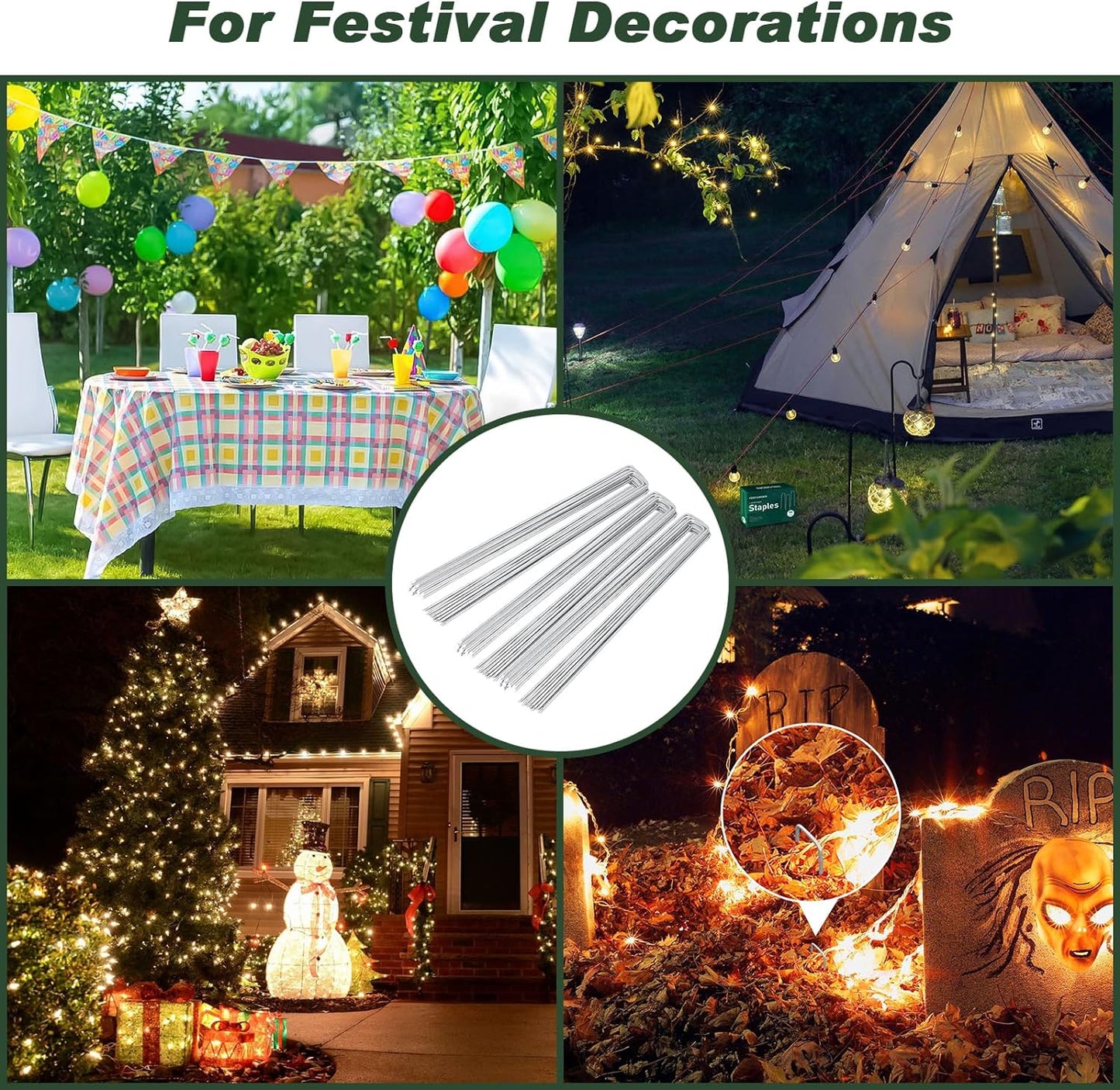 FEED GARDEN 8 Inch 100 Pack Galvanized Landscape Staples 11 Gauge Anti-Rust Garden Stakes Landscaping Fabric SOD Pins Yard Stakes for Weed Barrier Fabric