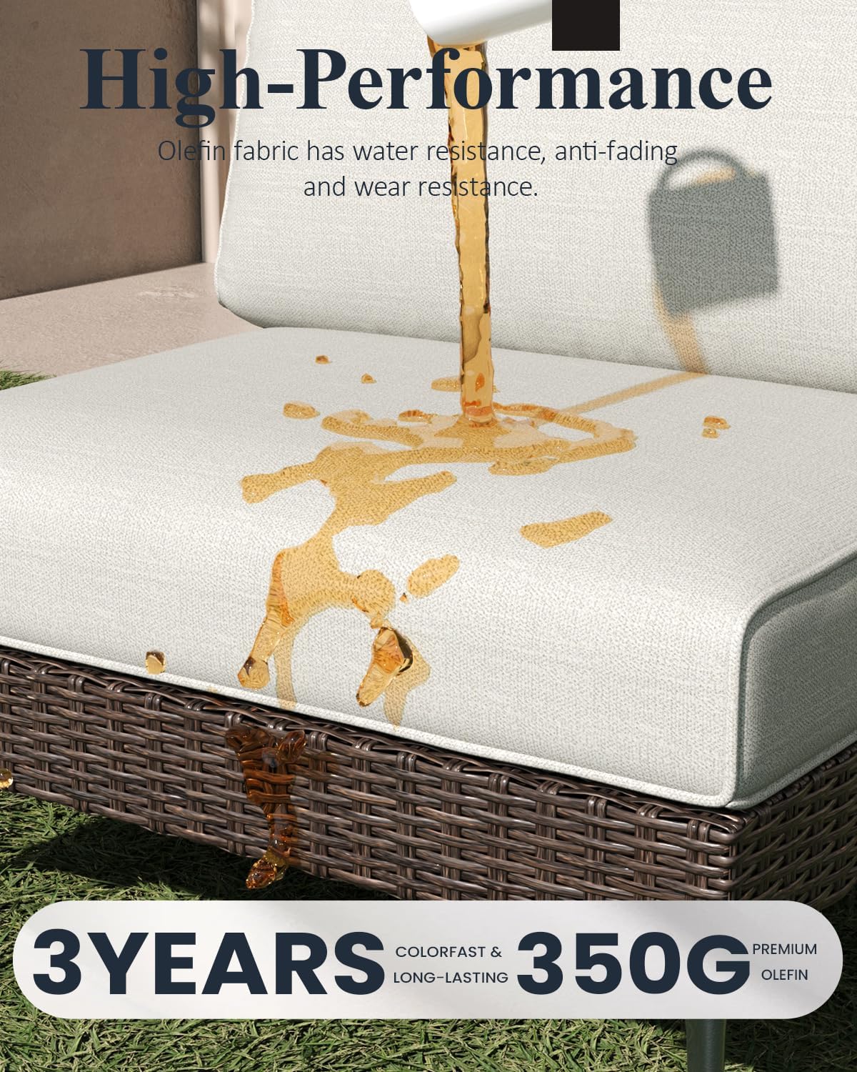 LayinSun 9-Piece Outdoor Modular Wicker Sectional Sofa with Fire Pit Table, Patio Furniture Conversation Set with Deep Seating and Thick Cushions