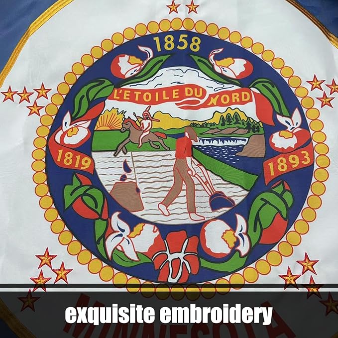 TOPFLAGS Minnesota State Flag 3x5 Outdoor MN Flags Double Sided Embroidered Durable Lasting Heavy Duty Nylon Stronger Brass Grommets 4 Stitched Hemming Perfect for Outside