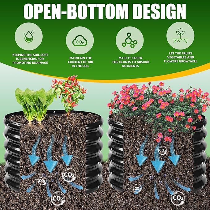 17" Tall Elevated Round Metal Rised Garden Bed- 2'x2' in Size and 0.8MM Thick Durable Planter Box for Vegetables Flowers Succulent at Patio/Garden Outdoor (Black, 2FT Diameter)