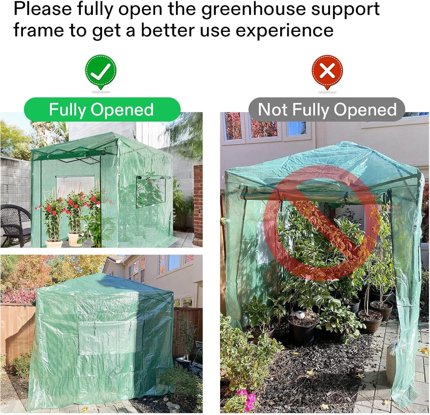 VIVOSUN 8'x6' Portable Walk-in Greenhouse with PE Cover, Instant Pop-up and Walk-in Folding, Roll-Up Zipper Entry Doors and 2-Side Viewing Windows, Easy Setup for Plants Outdoor