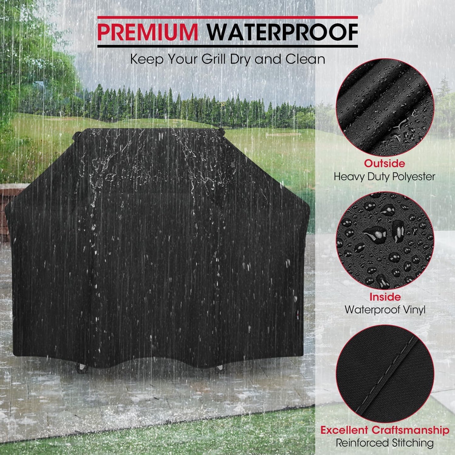 Unicook 63 Inch Grill Cover for Weber Genesis 300 Series and New 2022 Genesis 300, Outdoor BBQ Gas Grill Cover, Heavy Duty Waterproof Fade Resistant, Compared to Weber 7757