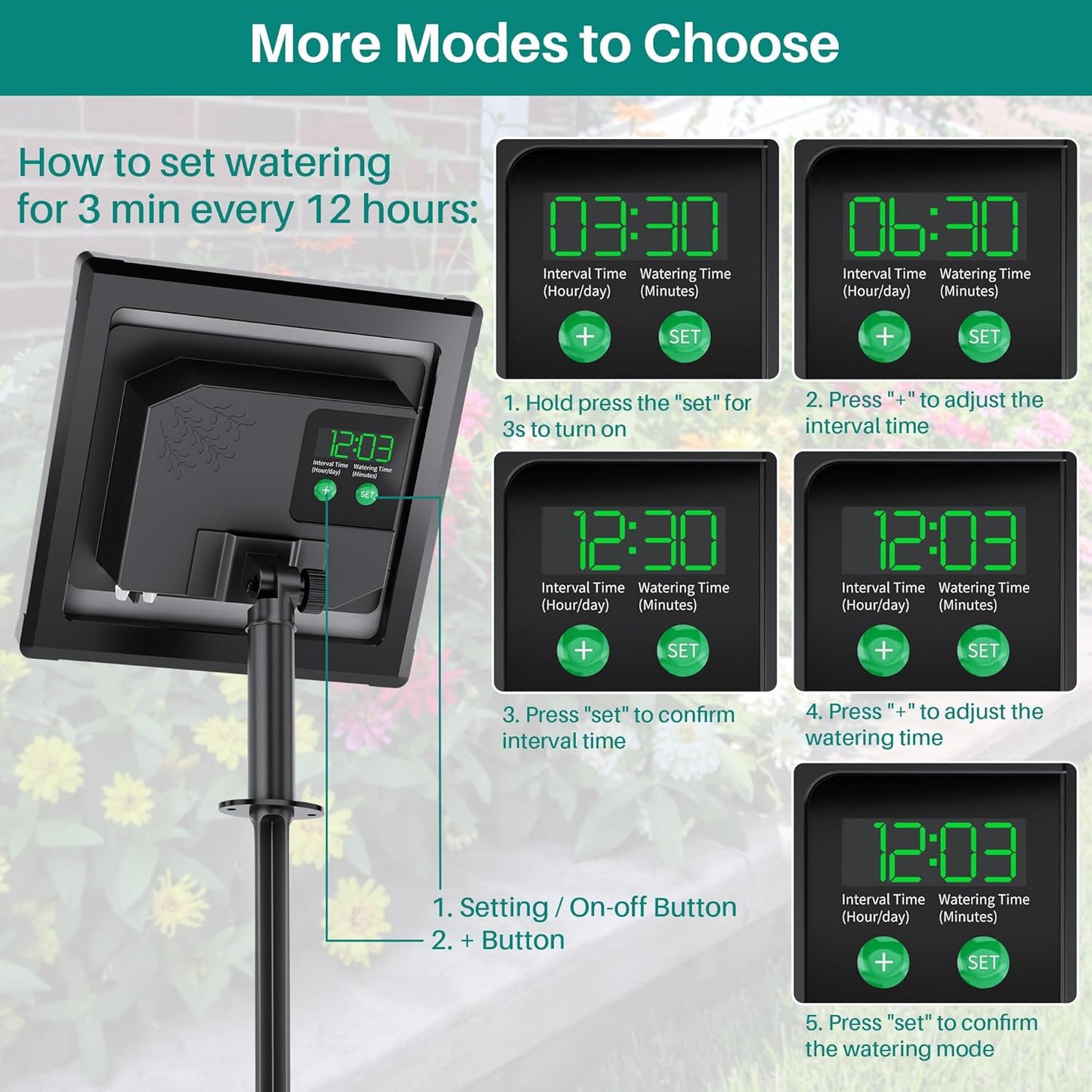 Biling Solar Drip Irrigation System, 3W Drip Irrigation Kit Digital Programmable Smart Watering for 15 Potted Plants Outdoor Indoor Garden