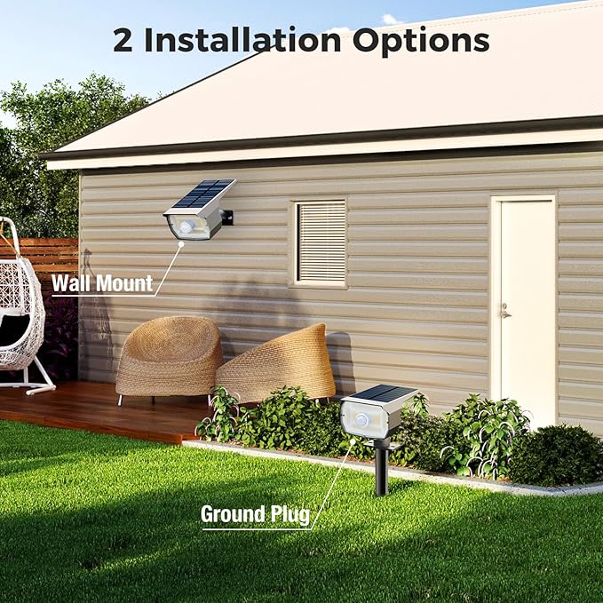 Solar Spot Lights Outdoor Motion Sensor with 3 Modes, [ 8 Pack/56 LED ] Solar Spotlights Outdoor Waterproof 2-in-1 Auto On/Off Solar Landscape Lighting for Outside Yard Wall Garden Pathway, Warm White