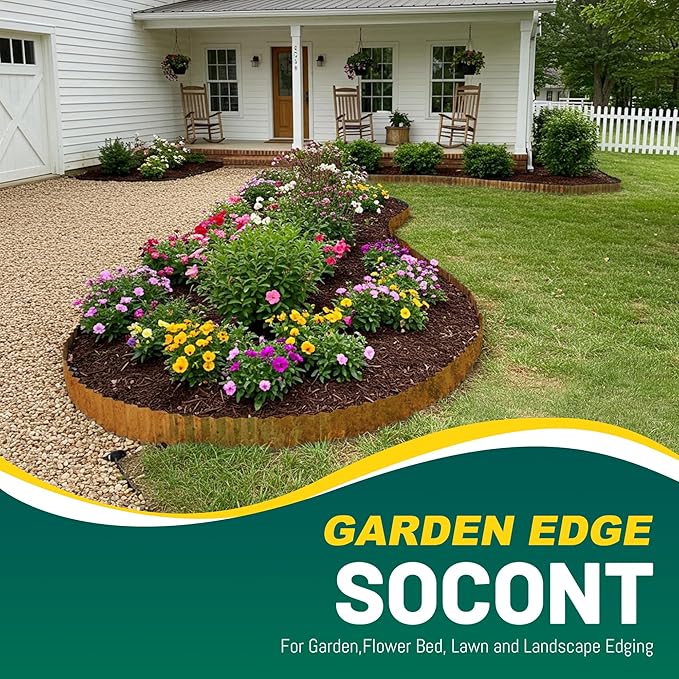 Corrugated Metal Garden Edging, 6"×40Ft Durable Landscape Border for Garden, Lawn, Flower Beds and Paver Edging (Rusty)