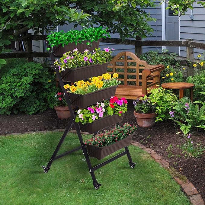 G TALECO GEAR Vertical Garden Planter, Vertical Raised Garden Bed Planter Box with 5 Container Boxes, Grow Your Herb Vegetables Flowers Indoor and Outdoor (5-Tier)