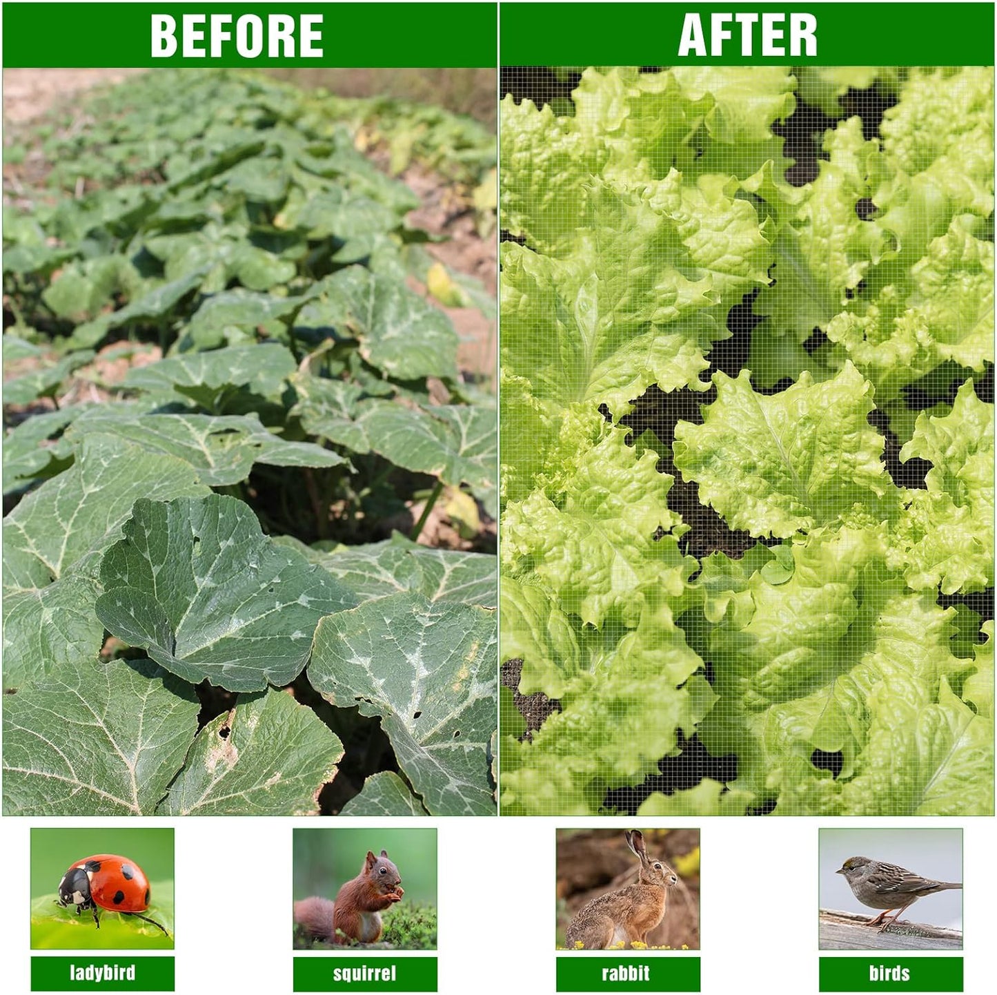 Woanger 10 x 100 FT Garden Netting Ultra Fine Mesh Bird Barrier Insect Netting for Raised Bed Vegetables Fruits Flowers Trees, Plant Row Cover for Garden Greenhouse Patio Protection (White)