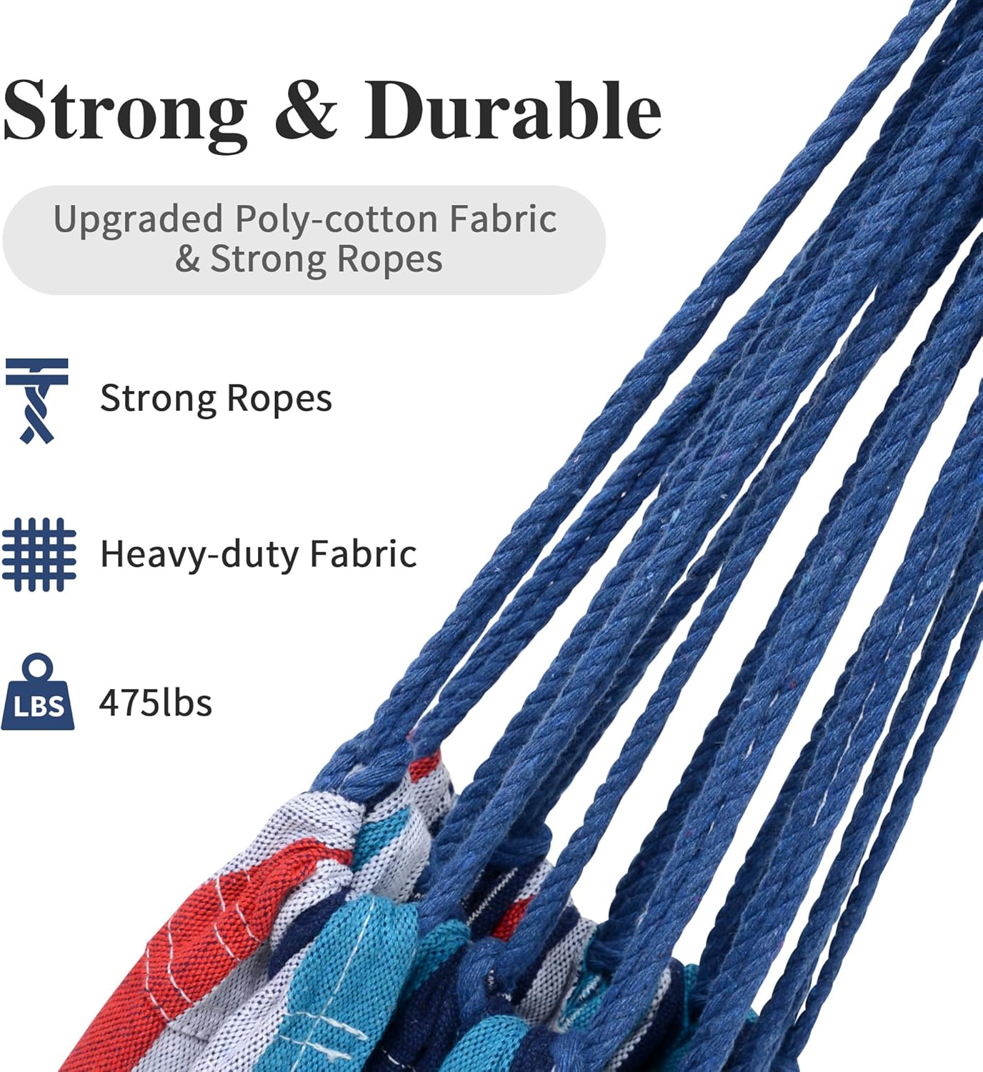 SUNCREAT Hammocks for Outside, Portable Heavy Duty Tree Hammock, Ocean Stripes