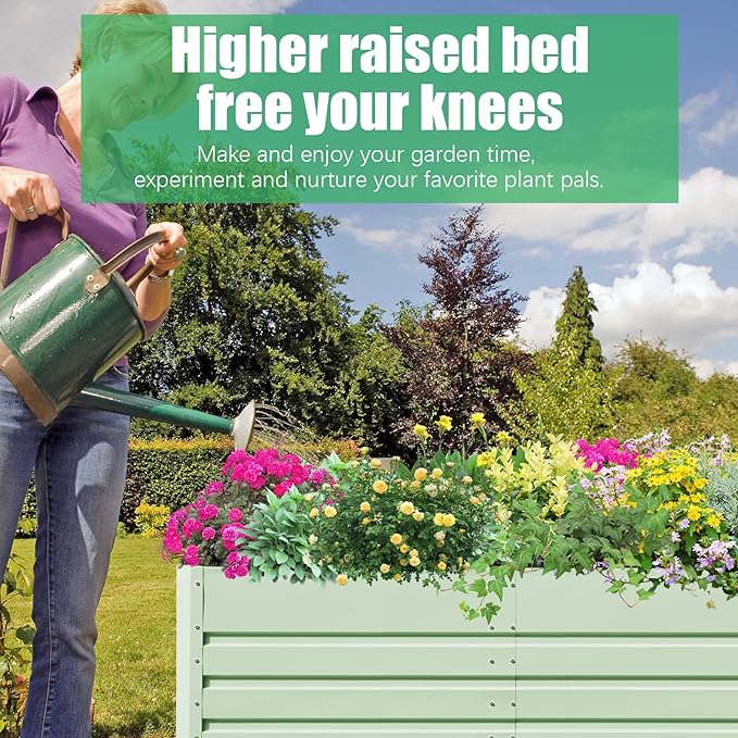 SnugNiture Galvanized Raised Garden Bed 8x4x2FT Outdoor Large Metal Planter Box Steel Kit for Planting Vegetables, Flowers