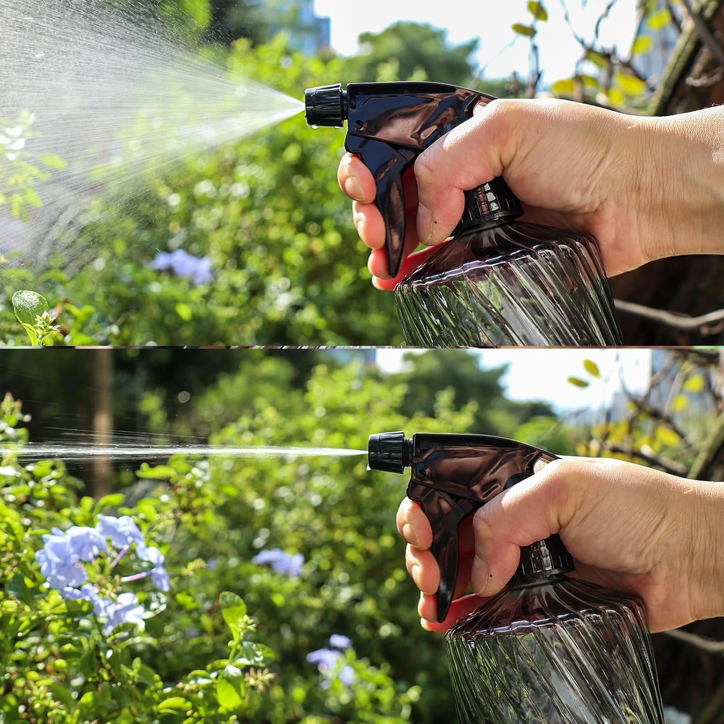 OFFIDIX Fine Mist Plant Mister,Handheld Pressure Glass Spray Bottles,0.45L/15.22oz Watering Can with Adjustable Nozzle for Outdoor Indoor Gardening and Cleaning Work(Diagonal Gray)