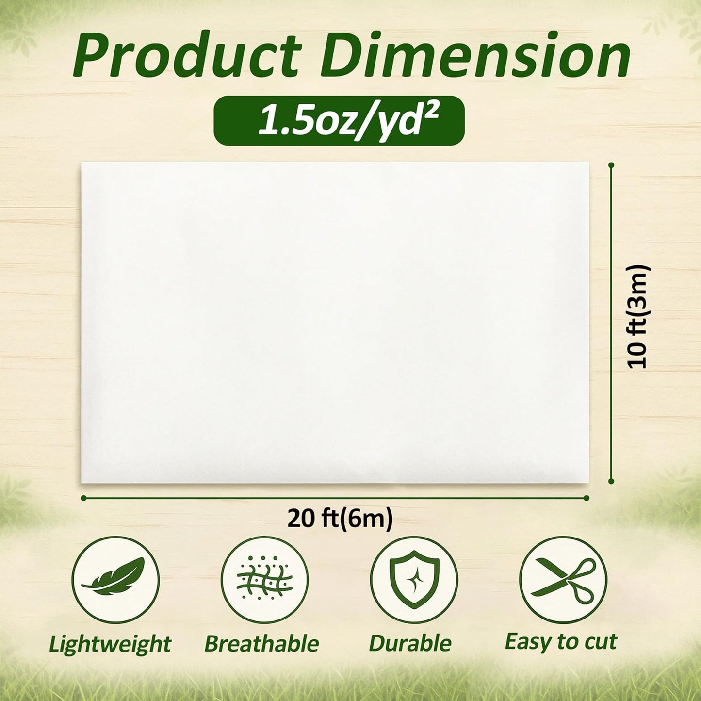 Gardzen 1.5 oz Plant Covers Freeze Protection, Reusable 10ft x 20ft Floating Row Covers, Thicker Frost Blankets for Outdoor Plants, Pests Protection, White