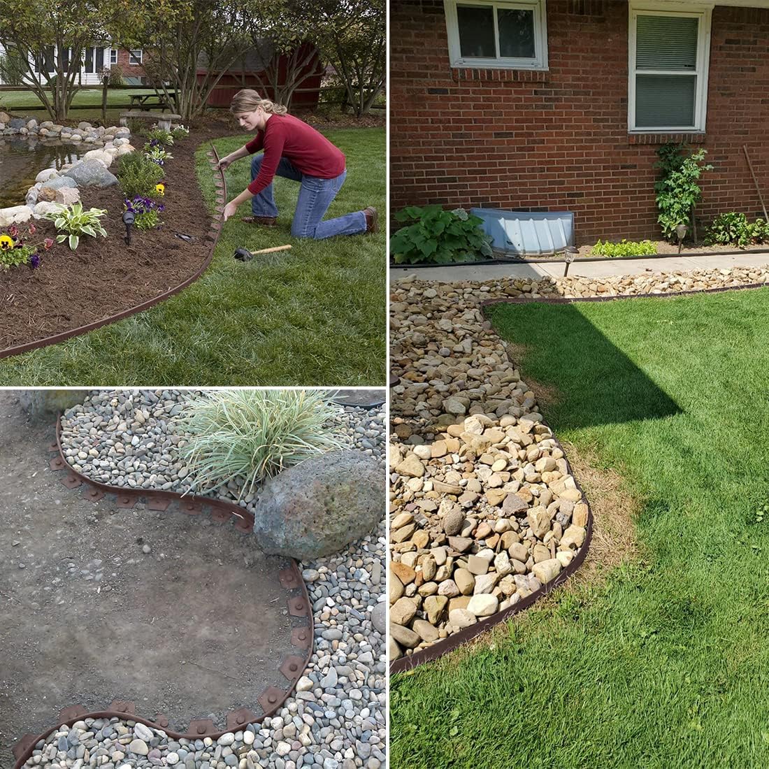 Landscape Edging 33ft,Garden Edging Borders[Extra Tall 4IN ] Flexible Lawn Edging Kit with 30pcs Spikes,Heavy Duty Landscaping Edge Mini Plastic Fence for Yard Grass Flower Bed -Brown