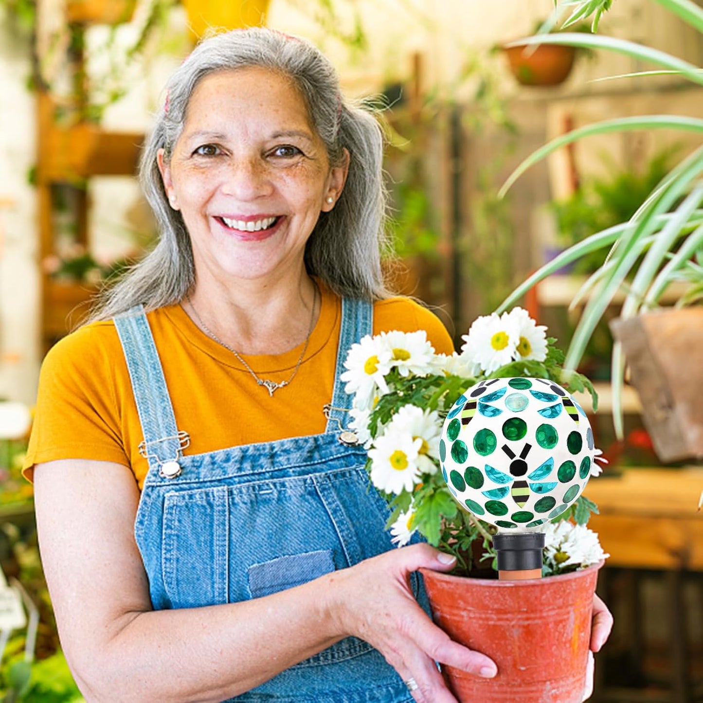 Watering Globe for Plants Mosaic Self Watering Spikes 2 Pack Large Self Watering Planter Insert Automatic Watering Device Outdoor Garden