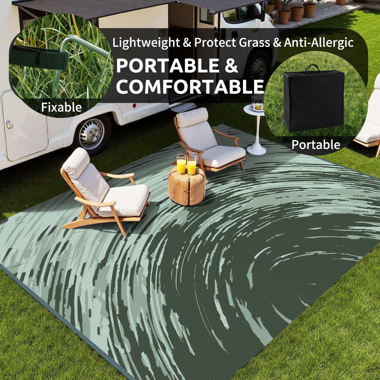 COCOER Modern Outdoor Rug 8x10 Reversible-Waterproof Outdoor Patio Rug-Quick Dry Outdoor Area Rugs Indoor Outdoor Rugs-Outside Rug Patio Decor for Porch Deck Balcony Backyard