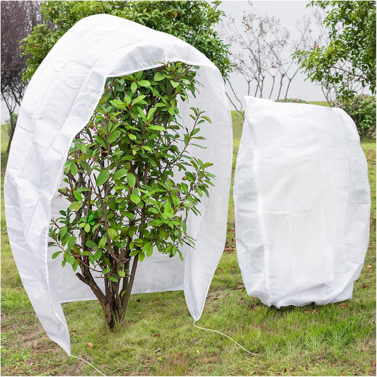 2 Pcs Plant Covers Freeze Protection, Frost Cloth Plant Freeze Protection, Frost Covers for Outdoor Plants with Drawstring and Zipper, 2.5 oz/yd² 5.9 X 3.9 Ft, for Protect Trees Shrubs from Cold Frost