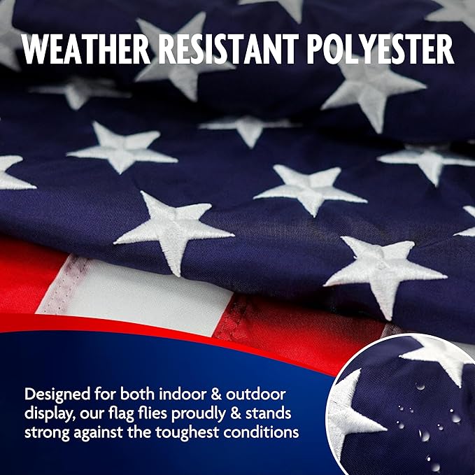 Carrot-Top Patriarch Polyester American Flag for Outside & Inside 5x8 - US Flag, Outdoor, United States Flag Made in USA, Heavy Duty w/Brass Grommets