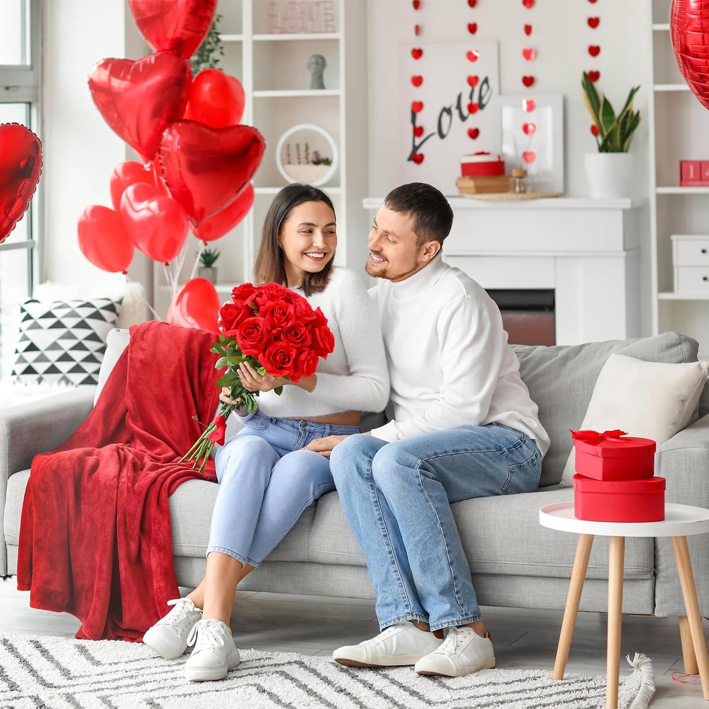 12Pcs Realistic Fake Red Roses Faux Flowers with Long Stems, Artificial Silk Rose Flowers for Valentines Day Home Wedding Decor Bridal Bouquet