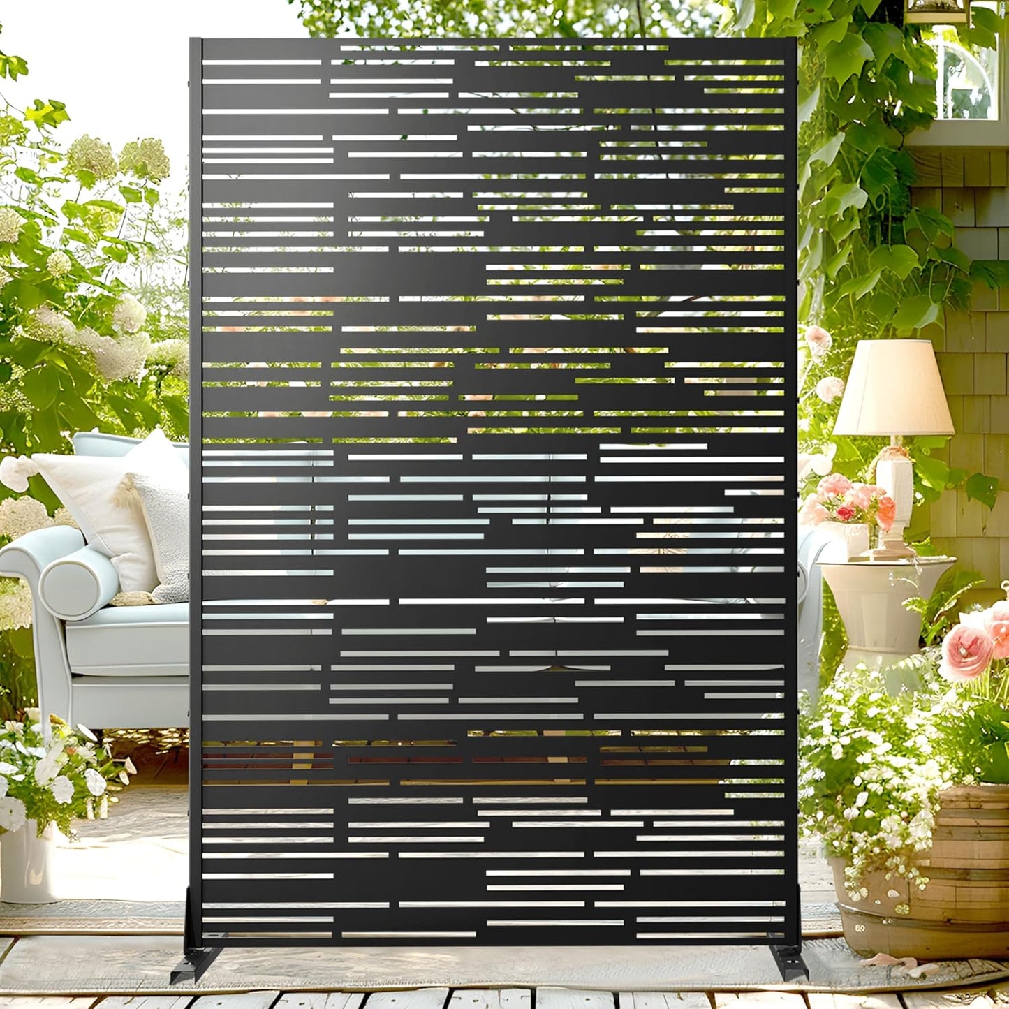 Outdoor Privacy Screen,72" H×47" W Metal Privacy Screen, Freestanding Privacy Fence Panels for Patio