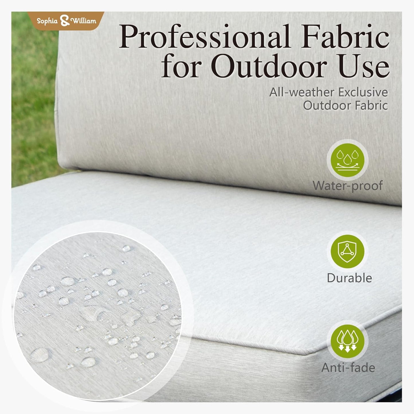 Sophia & William Outdoor Patio Furniture Set, Metal Sectional Sofa Set Patio Conversation Set with Cushions-2 x Single Sofa