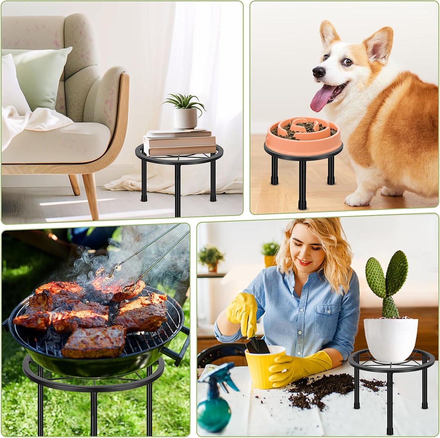 6 Pack Metal Plant Stands, Heavy Duty Plant Stand for Indoor Outdoor, Anti-Rust Iron Flower Pot Stands Outdoor Plant Holder, Potted Plant Shelf for Living Room Balcony Garden Patio, Black