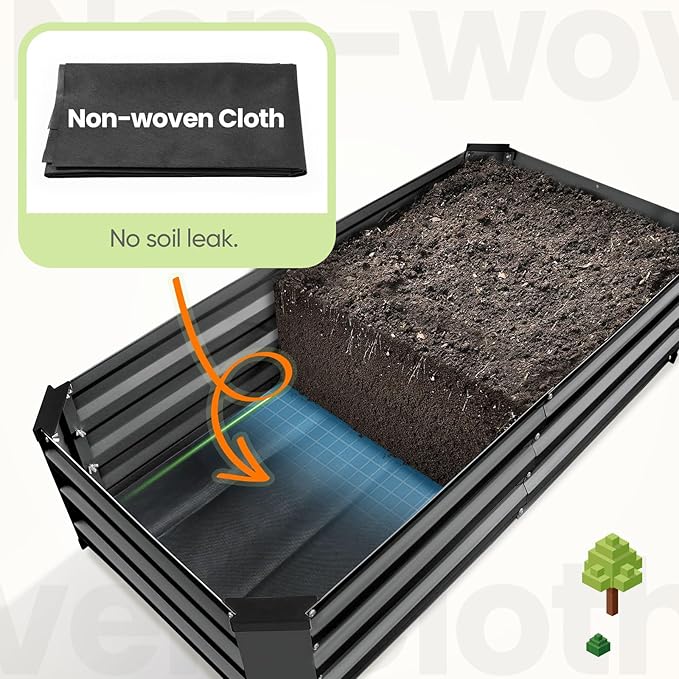 KING BIRD Raised Garden Bed Kit with Bottom 2025 Upgraded Galvanized Planter Garden Box Outdoor & Indoor for Gardening, Vegetables, Flowers, Dark Grey, 47.2x23.6x11.8 in