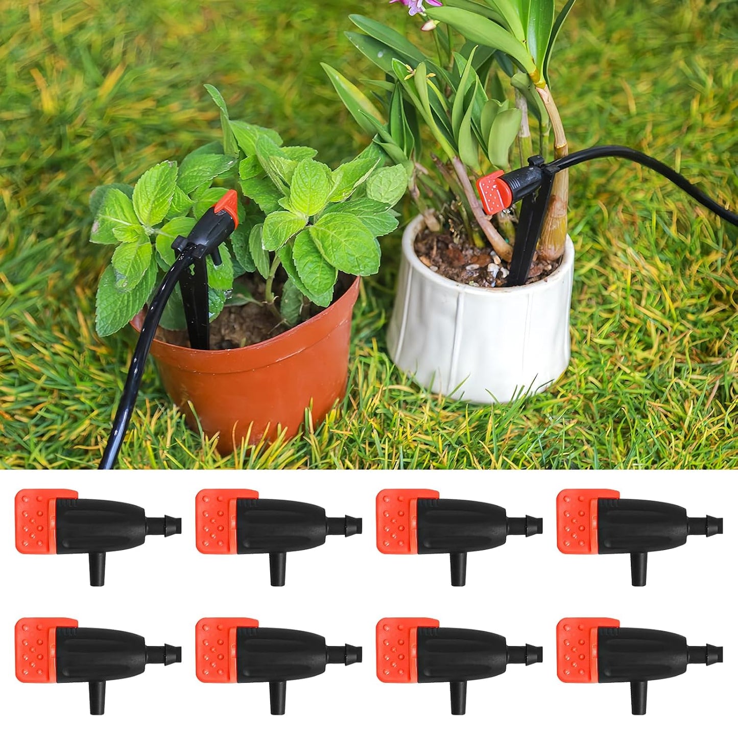 Garden Irrigation Dripper for 1/4" Drip Irrigation Tubing, 35 Pack Adjustable Drip Emitters Succulent Micro Watering Dripper for Individual Shrubs and Trees Irrigation System